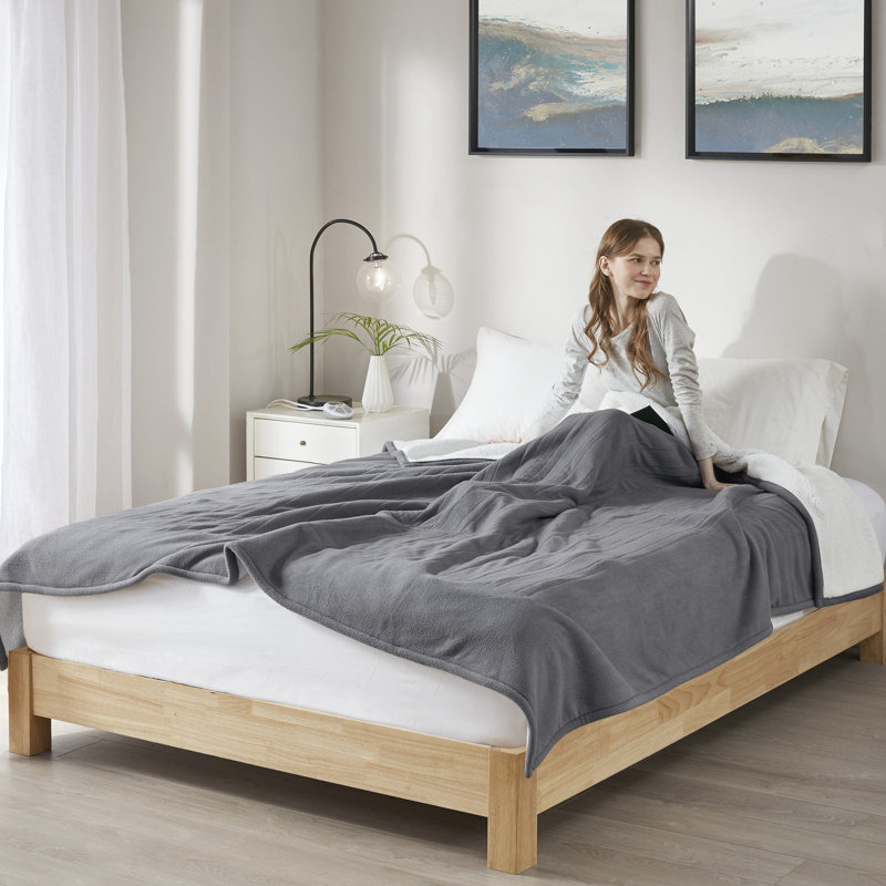 Serta Fleece to Sherpa Heated Blanket & Reviews Wayfair